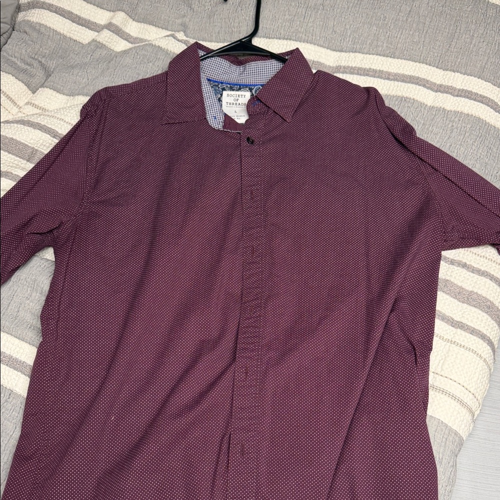 Society Of Threads Burgundy Dress Shirt